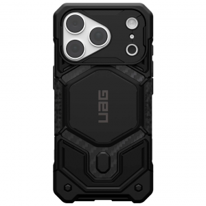 Противоударная накладка UAG MONARCH PRO с Magsafe с защитой на модуль камеры совместимая с 18 Pro Max/17 Pro Max черный карбон