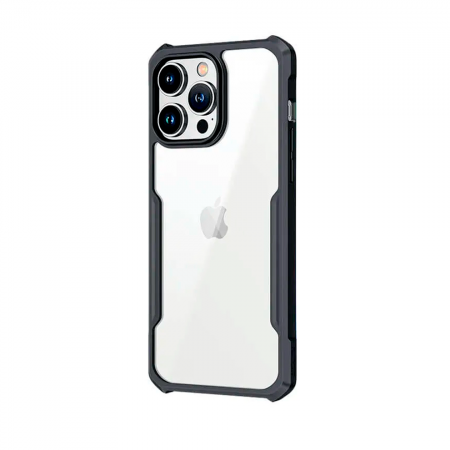 Противоударная накладка Xundd совместимая с iPhone 16 Pro Max прозрачная с черными бортами