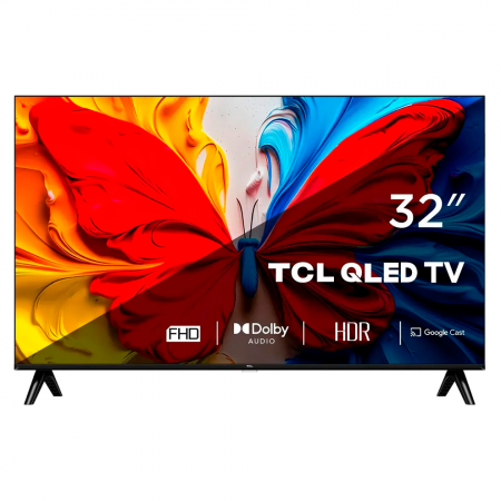 Телевизор TCL 32" 32S4K черный Direct LED, QLED, HD, Wi-Fi, 60 Гц, Google TV EAC (Гарантия TCL)