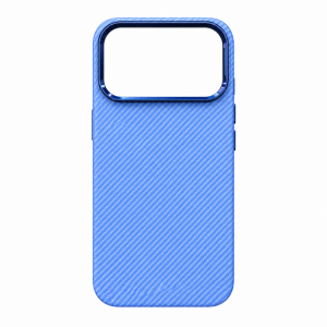 Пластиковая накладка FreeAir c MagSafe совместимая с iPhone 18 Pro/17 Pro под карбон голубая