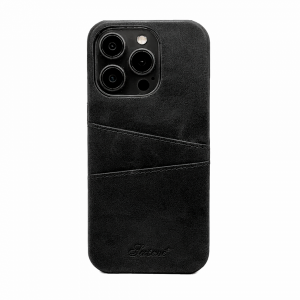 Накладка из эко-кожи Juteni с картхолдером совместимая с iPhone 15 Pro черная