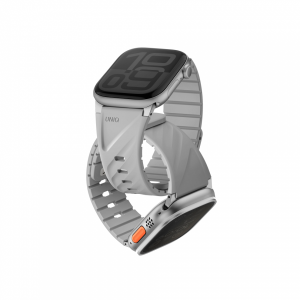 Ремешок UNIQ Fluo Magnetic+Pin совместимый с Apple Watch (40/41/42/44/45/49 mm) силиконовый светло серый