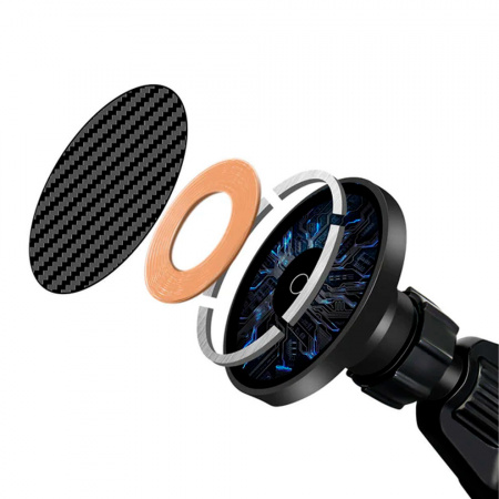 Автомобильный держатель c беспроводной зарядкой MONOCARBON Car mount + Car Charger 15W черный - фото 3
