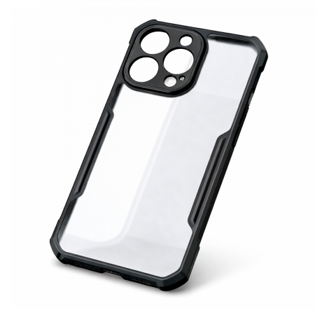 Противоударная накладка Xundd совместимая с iPhone 15 Pro прозрачная с черными бортами - фото 3