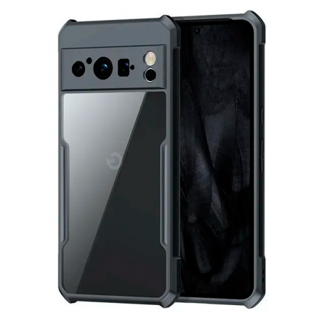 Противоударная накладка Xundd для Google Pixel 8 Pro прозрачная с черными бортами