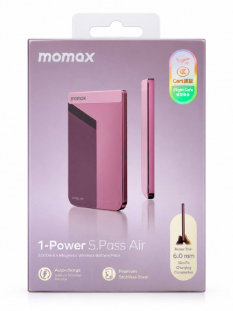 Внешний аккумулятор Momax S.Pass Air с MagSafe 5000 mAh розовый CCC - фото 6