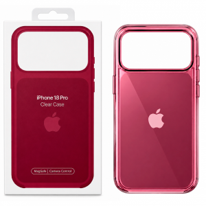 Пластиковая накладка Clear Case c MagSafe совместимая с iPhone 18 Pro/17Pro черри