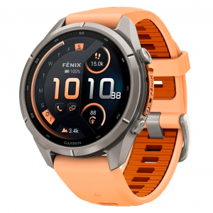Умные часы Garmin Fenix 9 Pro 43mm AMOLED Sapphire Titanium with Shell Pink/Autumn Orange Silicone Band (010-04335-97)