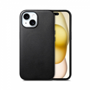 Накладка из эко-кожи Kzdoo Noble Collection с MagSafe совместимая с iPhone 15 Plus черная