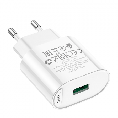 Сетевое зарядное устройство HOCO C109A Fighter 1xUSB 3.0A 18W белый - фото 3
