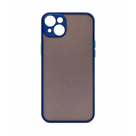 Пластиковая накладка NEW Skin совместимая с iPhone 14 затемненная синий кант