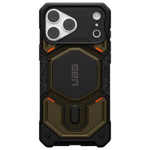 Противоударная накладка UAG MONARCH PRO с Magsafe с защитой на модуль камеры совместимая с 18 Pro Max/17 Pro Max черно-зеленая