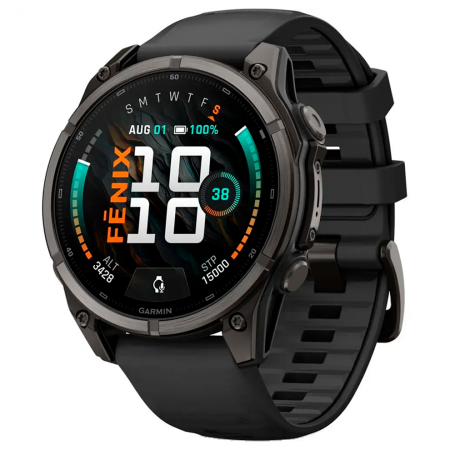 Умные Часы Garmin Fenix 9 47 mm AMOLED Titanium with Black Silicone Band (черный) (Titanium with silicone band) (010-04762-15)