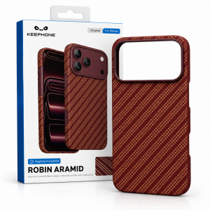 Кевларовая накладка Keephone Robin Aramid с MagSafe совместимая с iPhone 18 Pro/17 Pro бордовая
