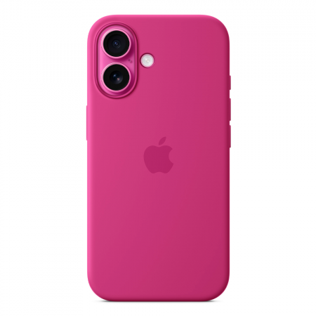 Накладка Silicone Case с MagSafe совместимая с iPhone 16 фуксия LB