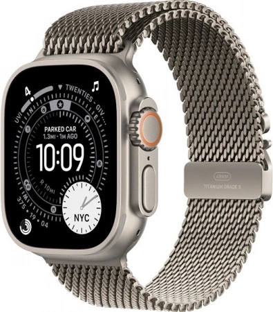 Apple Watch Ultra 3 (2025) GPS + Cellular, 49 мм, корпус из титана, ремешок Titanium Milanese Loop (L) цвета natural titanium (натуральный титан) MF0E4
