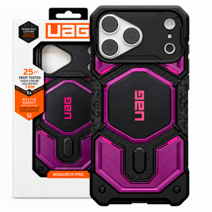 Противоударная накладка UAG MONARCH PRO с Magsafe с защитой на модуль камеры совместимая с iPhone 18 Pro/17 Pro черно-фиолетовая