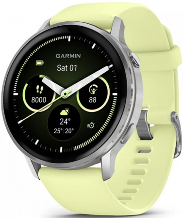 Умные часы Garmin Venu 4 45mm Silver Bezel With Citron Silicone Band (серебро/силиконовый ремешок лимонный) (010-03014-42)