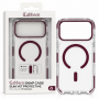 Пластиковая накладка Cabben с MagSafe совместимая с iPhone 18 Pro Max/17 Pro Max прозрачная с бордовыми бортами