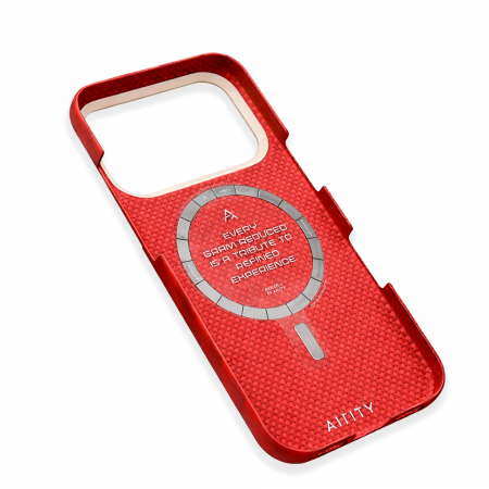 Кевларовая накладка Alrlty Bamboo Weaving art с MagSafe совместимая с iPhone 17 Pro Red (красная) - фото 2