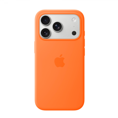 Накладка Silicone Case с MagSafe совместимая с iPhone 17 Pro Max оранжевая LB