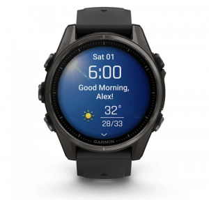 Умные часы Garmin Fenix 8 43mm AMOLED Sapphire Carbon Gray DLC titanium with black Peddle gray (серый карбон серый-черный ремешок) (010-02903-20)