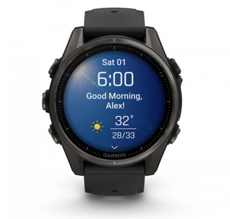 Умные часы Garmin Fenix 8 43mm AMOLED Sapphire Carbon Gray DLC titanium with black Peddle gray (серый карбон серый-черный ремешок) (010-02903-20) - фото 3