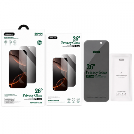 Конфидециальное защитное стекло SUPGLASS SG-04 совместимое с iPhone 16/15/15 Pro