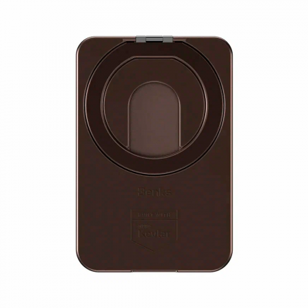 Карбоновый картхолдер Benks ArmorGo Magnetic Wallet Stand с MagSafe чехол для карт Prestige Коричневый - фото 2