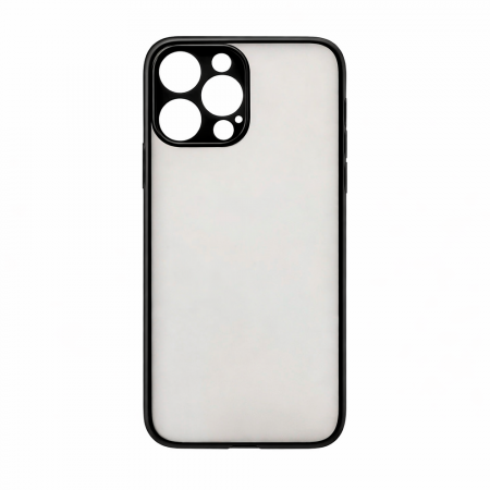 Пластиковая накладка NEW Skin совместимая с iPhone 15 Pro затемненная черный кант
