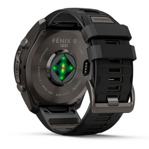 Умные Часы Garmin Fenix 9 51 mm AMOLED Sapphire Carbon Gray DLC Titanium with Black (черный) (Titanium with silicone band) (010-04763-15)