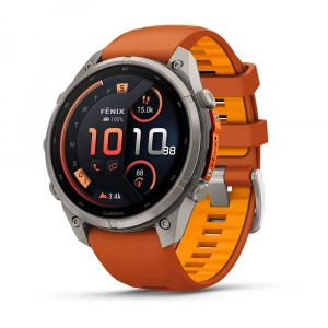 Умные Часы Garmin Fenix 9 Pro 47 mm inReach AMOLED Sapphire Titanium with autumn orange/spark orange silicon band (Оранжевый) (010-04336-01)