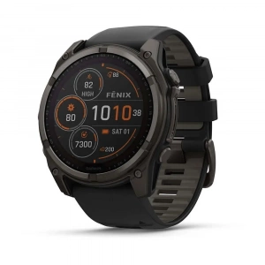 Умные часы Garmin Fenix 8 51mm Solar Sapphire DLC Carbon Grey titanium with black peddle gray (сапфирово-титановый с серым ремешком) (010-02907-10)