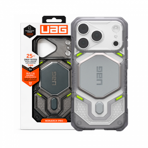 Противоударная накладка UAG MONARCH PRO с Magsafe с защитой на модуль камеры совместимая с iPhone 18 Pro/17 Pro серая
