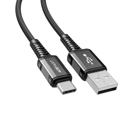 Кабель AceFast USB/Type-C (C1-04) нейлон 3A 1.2м черный - фото 3