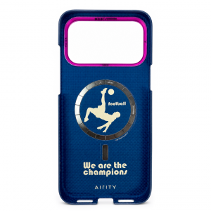 Кевларовая накладка Alrlty We are the Campions 2026 с MagSafe совместимая с iPhone 17 Pro Max (синяя)