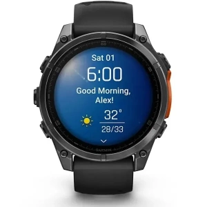 Умные Часы Garmin Fenix 8 47 mm AMOLED серый  (черный силиконовый ремешок)  (010-02904-00)