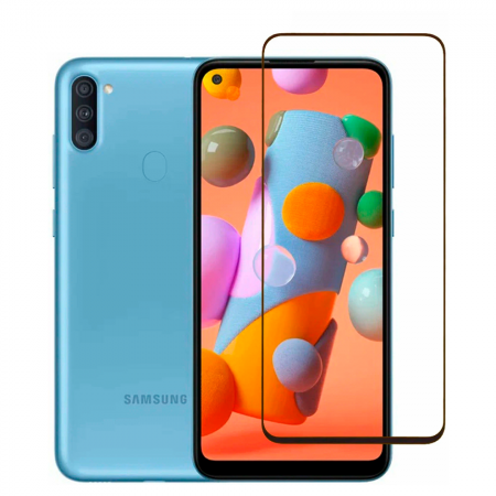 Защитное стекло для Samsung Galaxy A11/M11 полноэкранное черное в техпаке