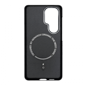 Противоударная накладка Monarch Premium совместимая с Samsung Galaxy S26 черная под карбон