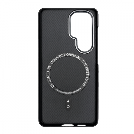 Противоударная накладка Monarch Premium совместимая с Samsung Galaxy S26 черная под карбон - фото 2