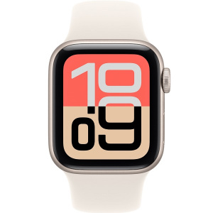 Умные часы Apple Watch SE 3 2025, 44 мм, корпус из алюминия цвета «сияющая звезда», спортивный ремешок цвета «сияющая звезда», размер M/L (MEHJ4)