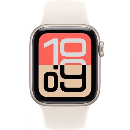Умные часы Apple Watch SE 3 2025, 44 мм, корпус из алюминия цвета «сияющая звезда», спортивный ремешок цвета «сияющая звезда», размер M/L (MEHJ4) - фото 2