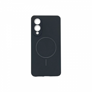 Накладка Silicone Case с MagSafe совместимая с Samsung S25 Edge черная