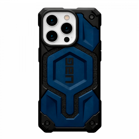 Противоударная пластиковая накладка UAG Monarch совместимая с iPhone 14 Pro черно-синий