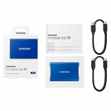 Внешний SSD Samsung 1TB  (MU-PC1T0H/WW) T7 Type-C /USB 3.2 Gen2/1050Mb/s синий - фото 5