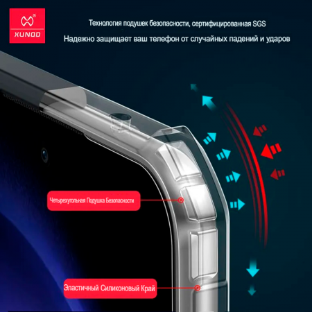 Противоударная накладка Xundd совместимая с Samsung A35 5G прозрачная с черными бортами - фото 2
