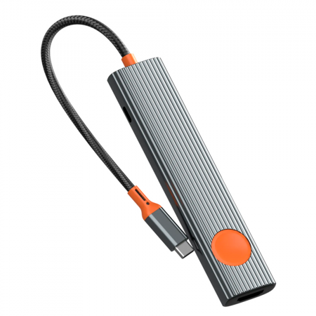 USB-концентратор WIWU Travel 7 in 1 USB-C Hub (Wi-HB007) Grey (серый) - фото 3