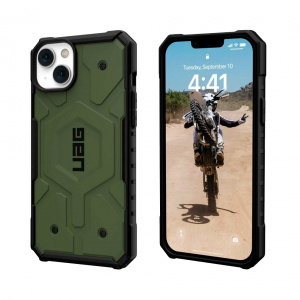 Противоударная пластиковая накладка UAG PATFINDER MageSafe совместимая с iPhone 14 Plus зеленая