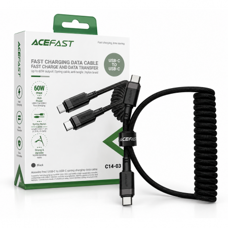 Кабель AceFast Type-C/Type-C C14-03 60W 1.2м черный