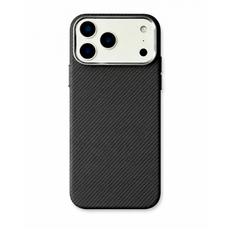 Пластиковая накладка Mosbros c MagSafe совместимая с iPhone 17 Pro Max под карбон черная 